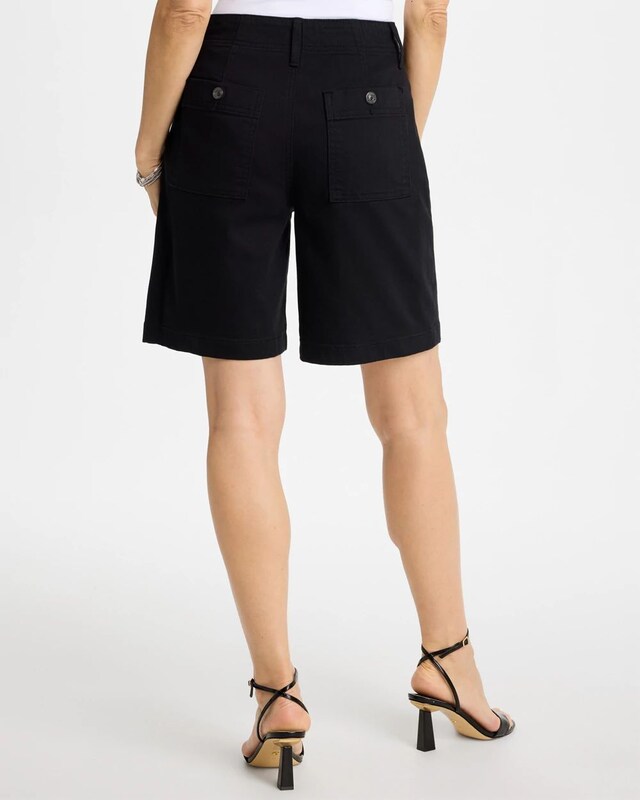 Pull-On Scallop Button Jean Shorts - image 3